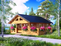 Drewniany domek letniskowy Saba z antresolą