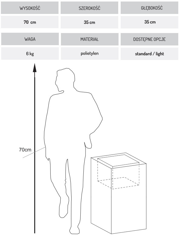 wymiary donica ogrodowa Tower Pot